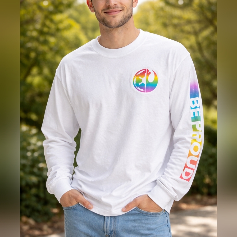 Disney x Star Wars Spirit Jersey White Long Sleeve Tee Rainbow Logo Size M Unise